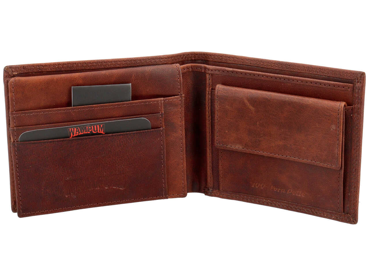 Portafoglio Wampum uomo vera pelle tabacco 12,5x10x2 cm