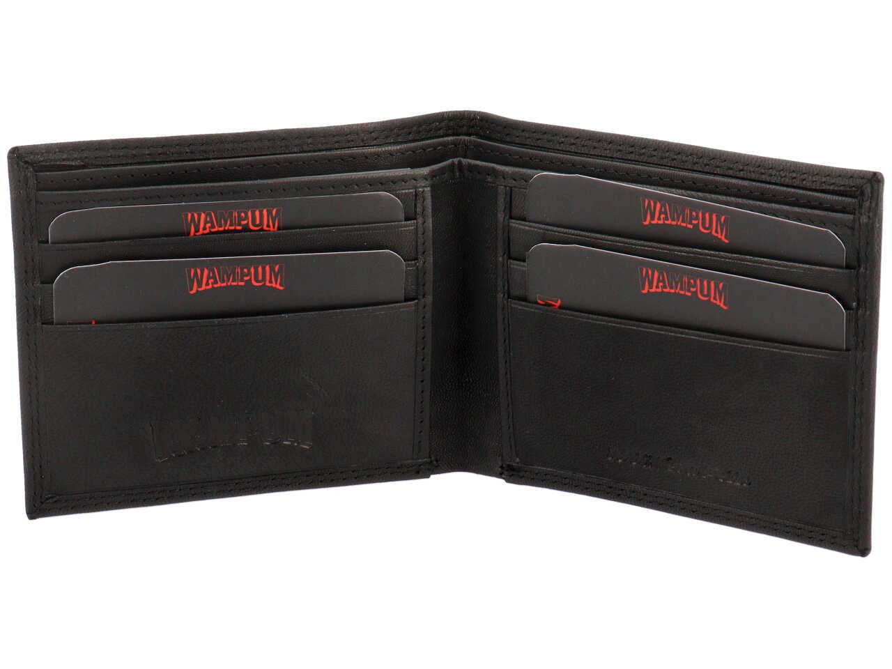 Portafoglio Wampum uomo vera pelle nero 11,5x9x1,5 cm