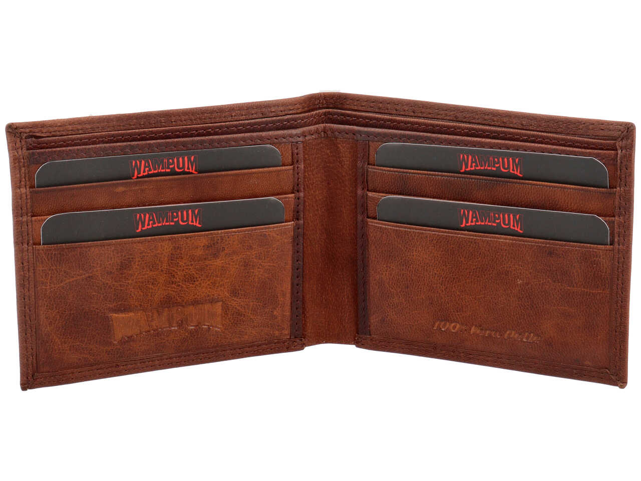Portafoglio Wampum uomo vera pelle tabacco 11,5x9x1,5 cm