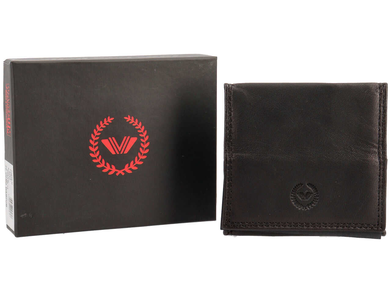 Borsellino Wampum portamonete a pozzetto in pelle nera 9x9x1 cm