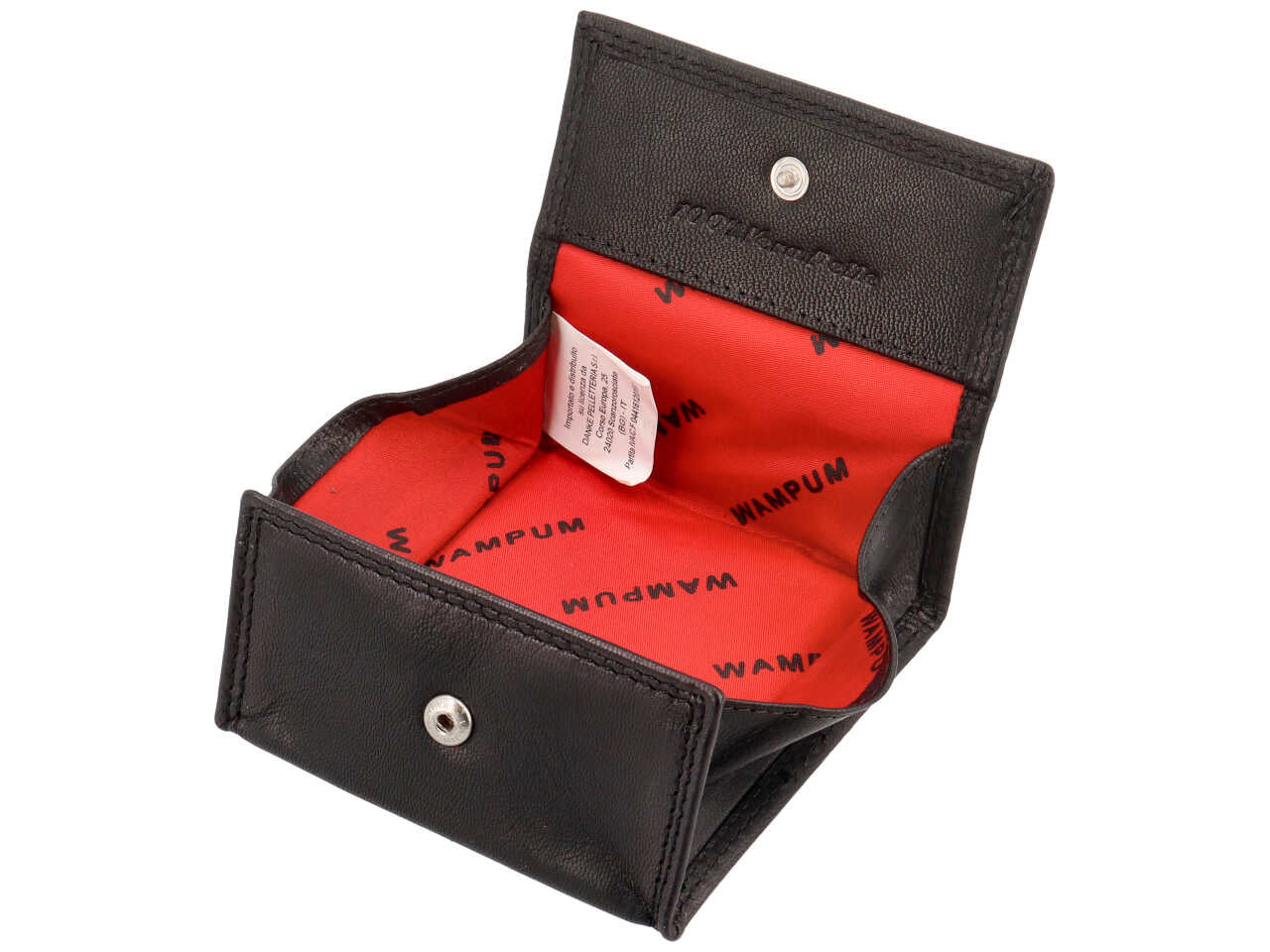 Borsellino Wampum portamonete a pozzetto in pelle nera 9x9x1 cm
