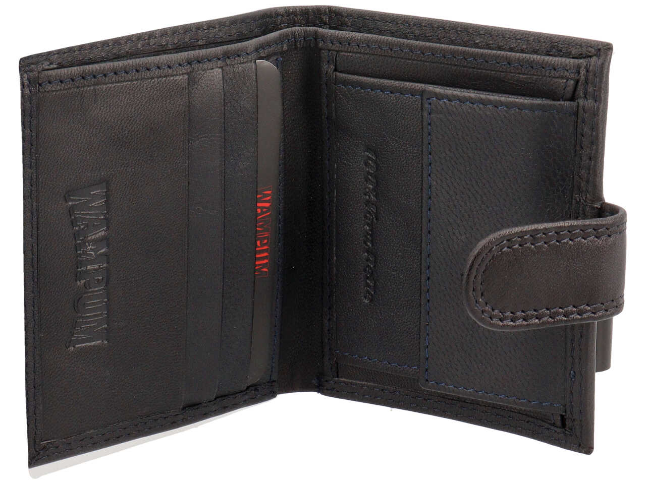 Portafoglio Wampum uomo vera pelle blu notte 8,5x10x2 cm