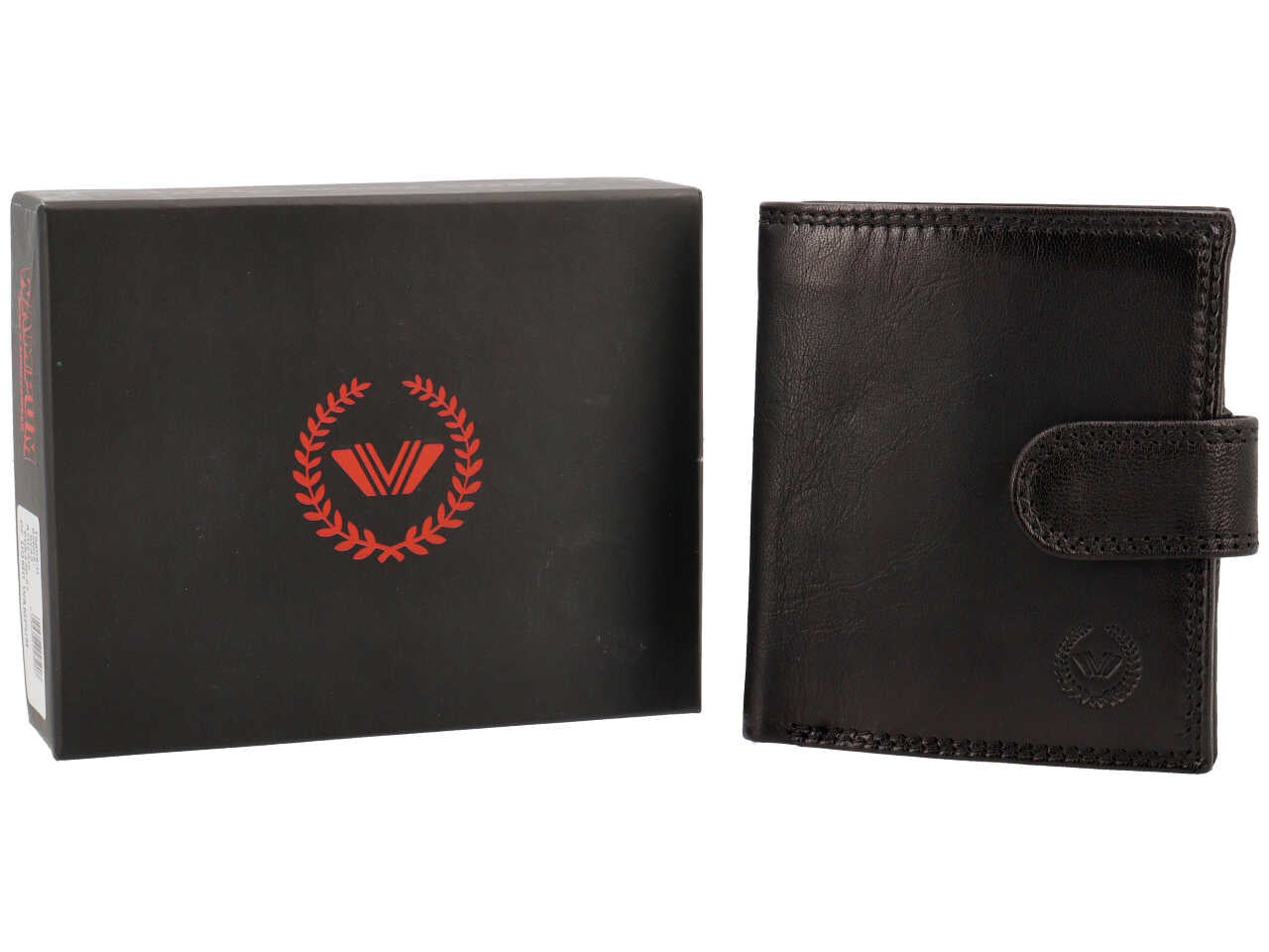 Portafoglio Wampum uomo vera pelle nera 8,5x10x2 cm