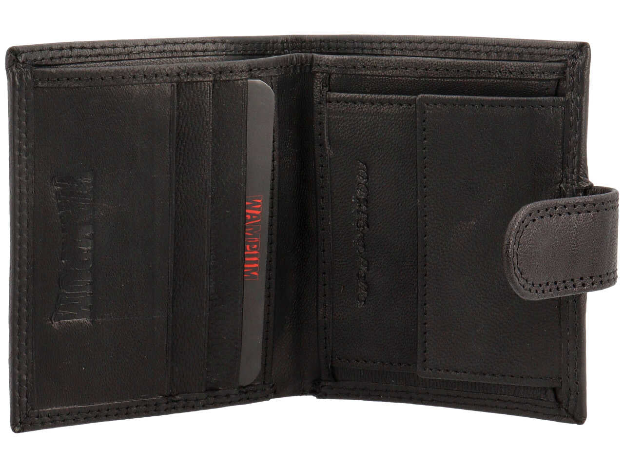 Portafoglio Wampum uomo vera pelle nera 8,5x10x2 cm