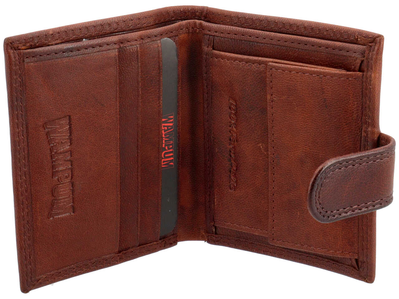 Portafoglio Wampum uomo vera pelle tabacco 8,5x10x2 cm