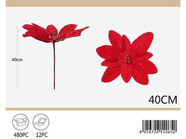 Stella di natale rossa 40cm