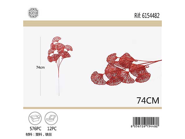 Ramo foglie rosse glitter