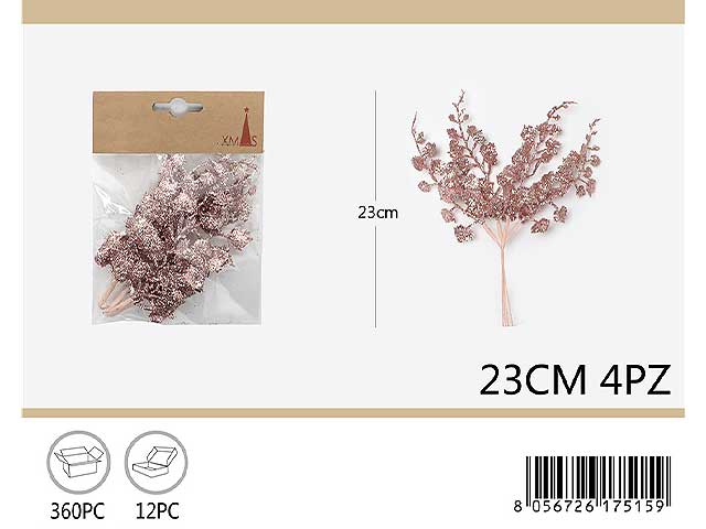 Pick glitter 23cm 4 pezzi rosa