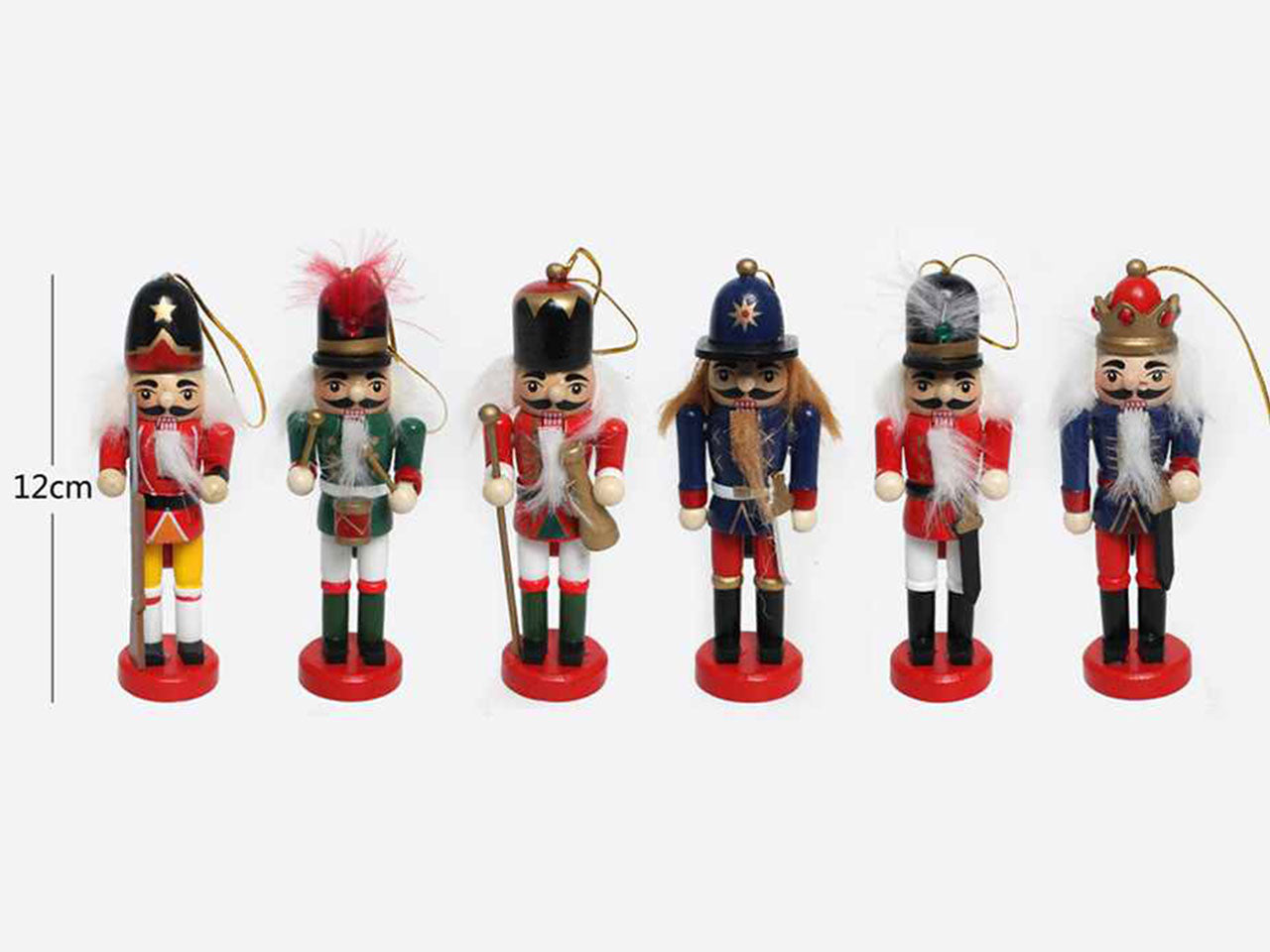 Mini soldatini decorativi in legno 6 pezzi 12cm