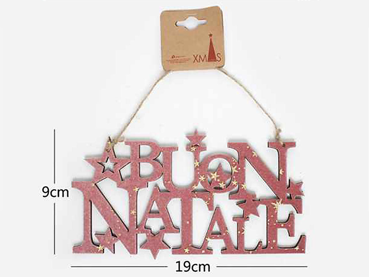 Scritta decorativa buon natale in tessuto floccato 19x9cm