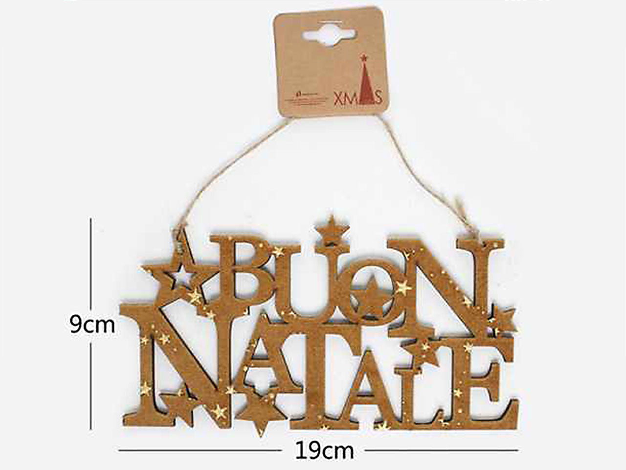 Scritta decorativa buon natale in tessuto floccato 19x9cm