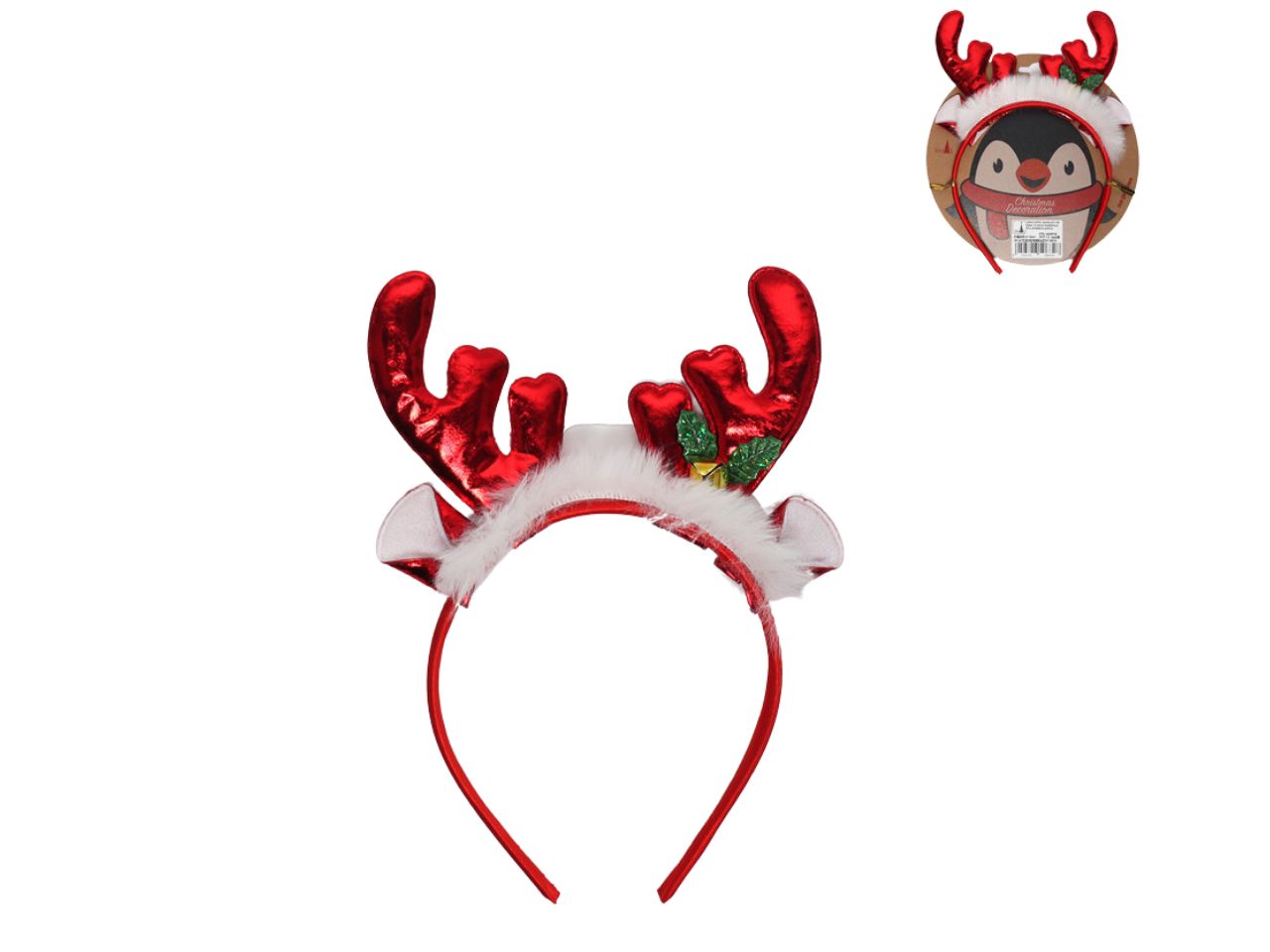 Cerchietto natalizi con orecchie e corna da renna misura 10x20cm