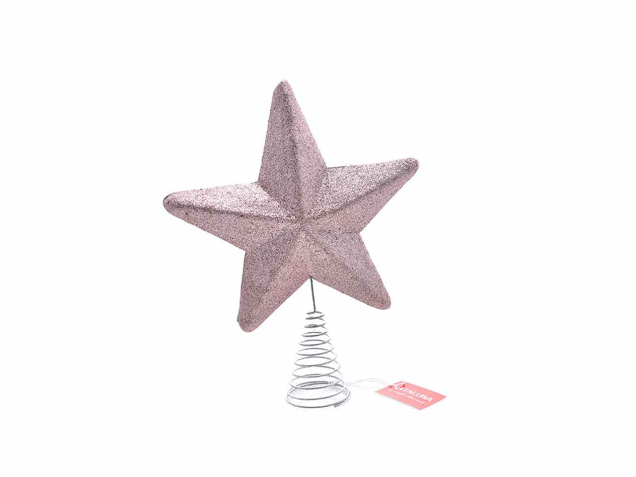 Puntale albero 40cm con glitter rosa