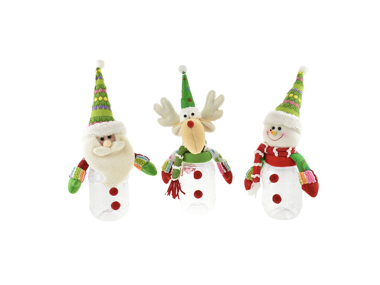 Babbo natale, snowman e renna candy misura 12x11x30cm