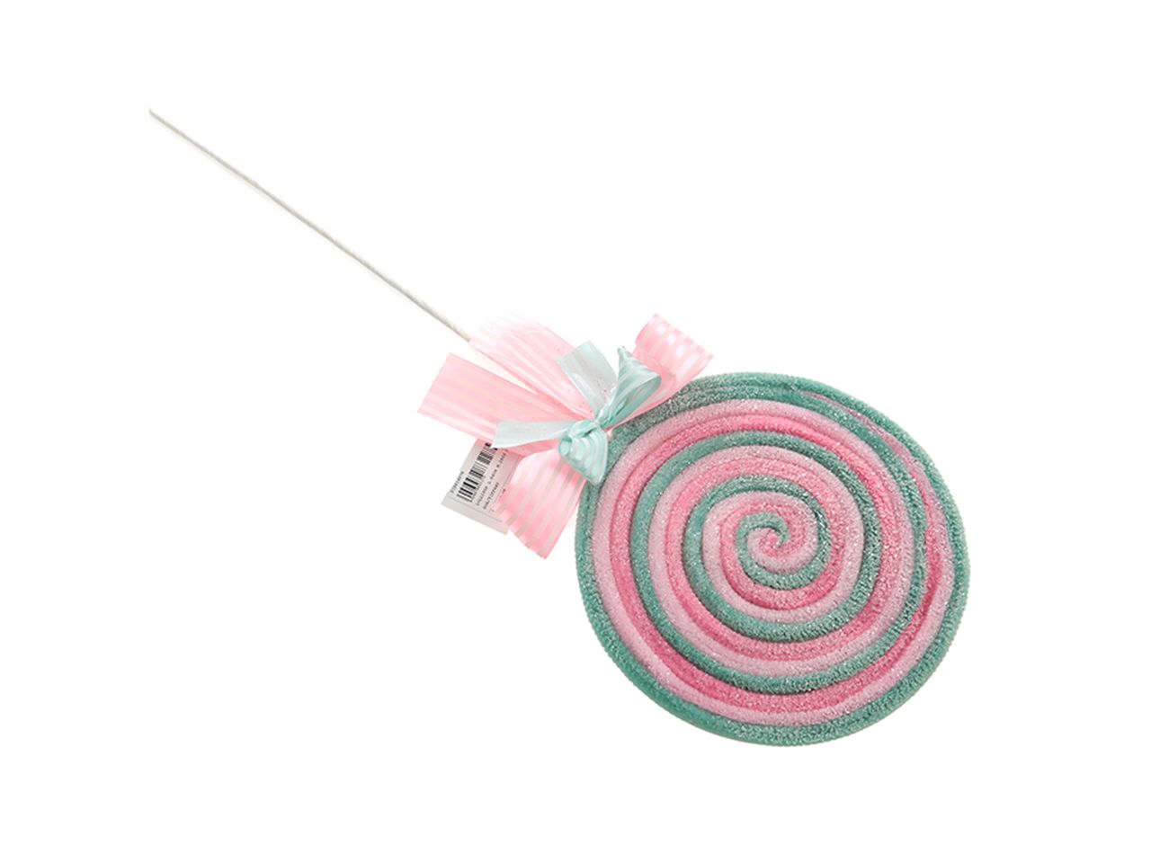 Lollipop natalizio l.64cm colore rosa e tiffany