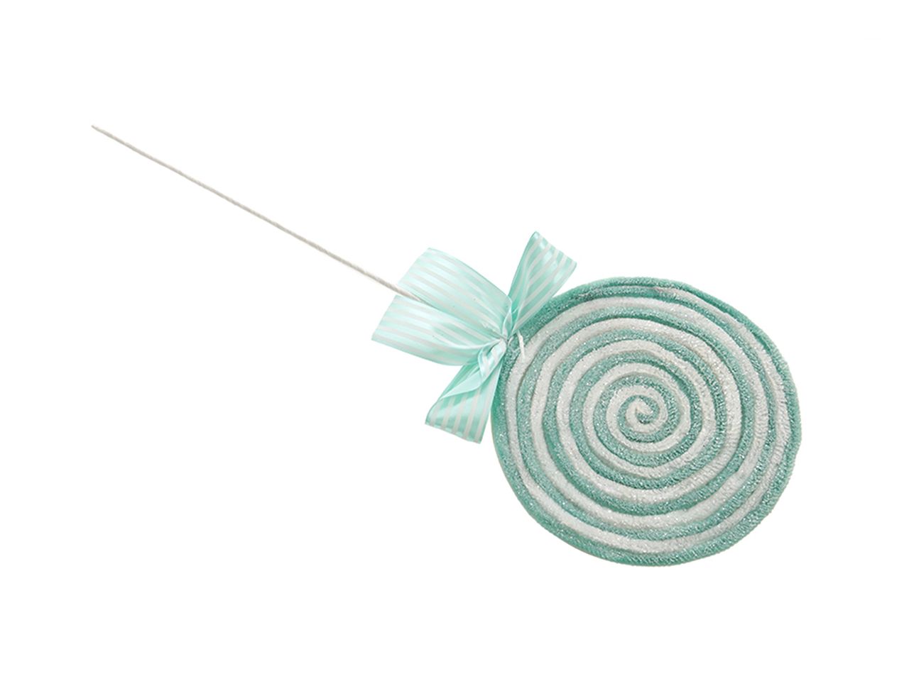 Lollipop natalizio l.64cm colore tiffany e bianco