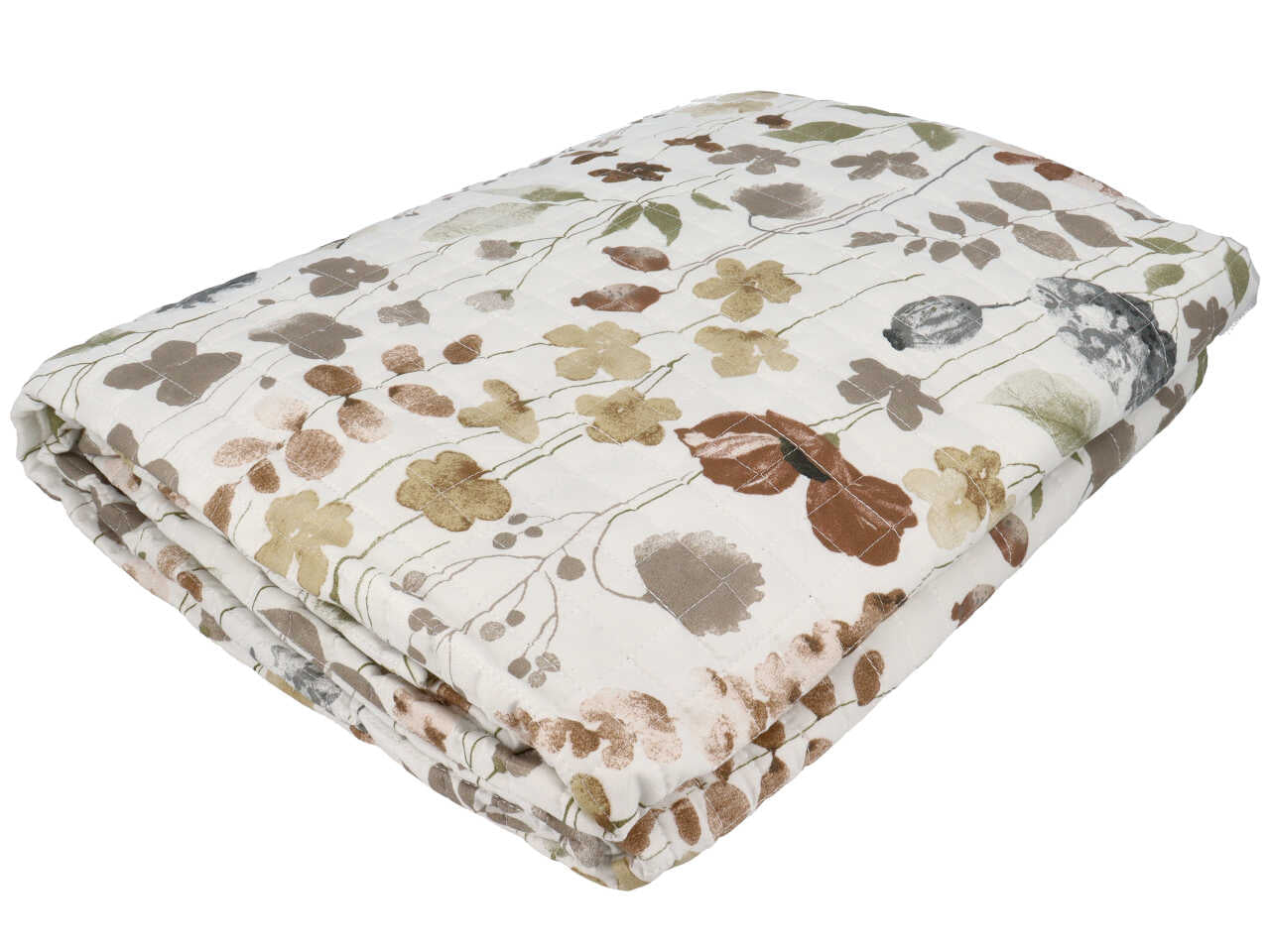 Trapunta letto singolo primaverile Giulia in tessuto stampato floreale tortora stile country 170x260 cm - Carillo Home