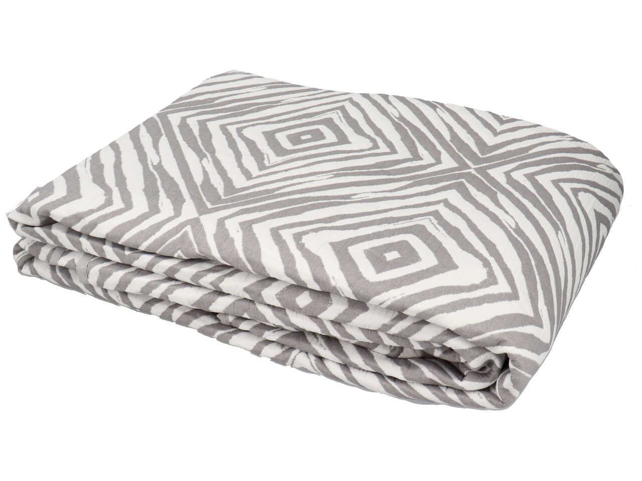 Copriletto matrimoniale primaverile Rafi in tessuto stampato bianco e grigio a rombi, 260x260 cm - Carillo Home