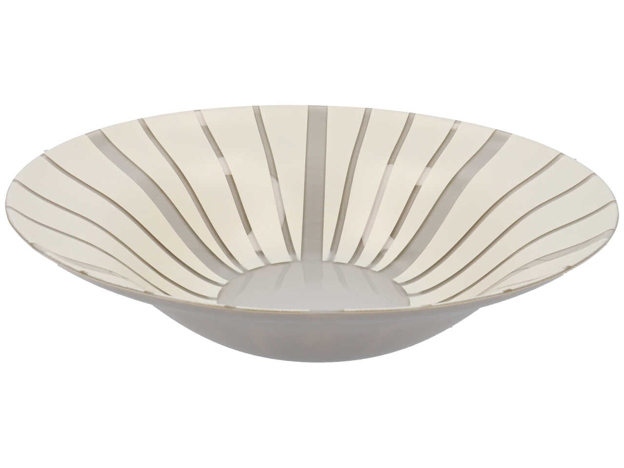 Centrotavola moderno rotondo in vetro avorio e grigio, Plain Aomori 36cm - Franco