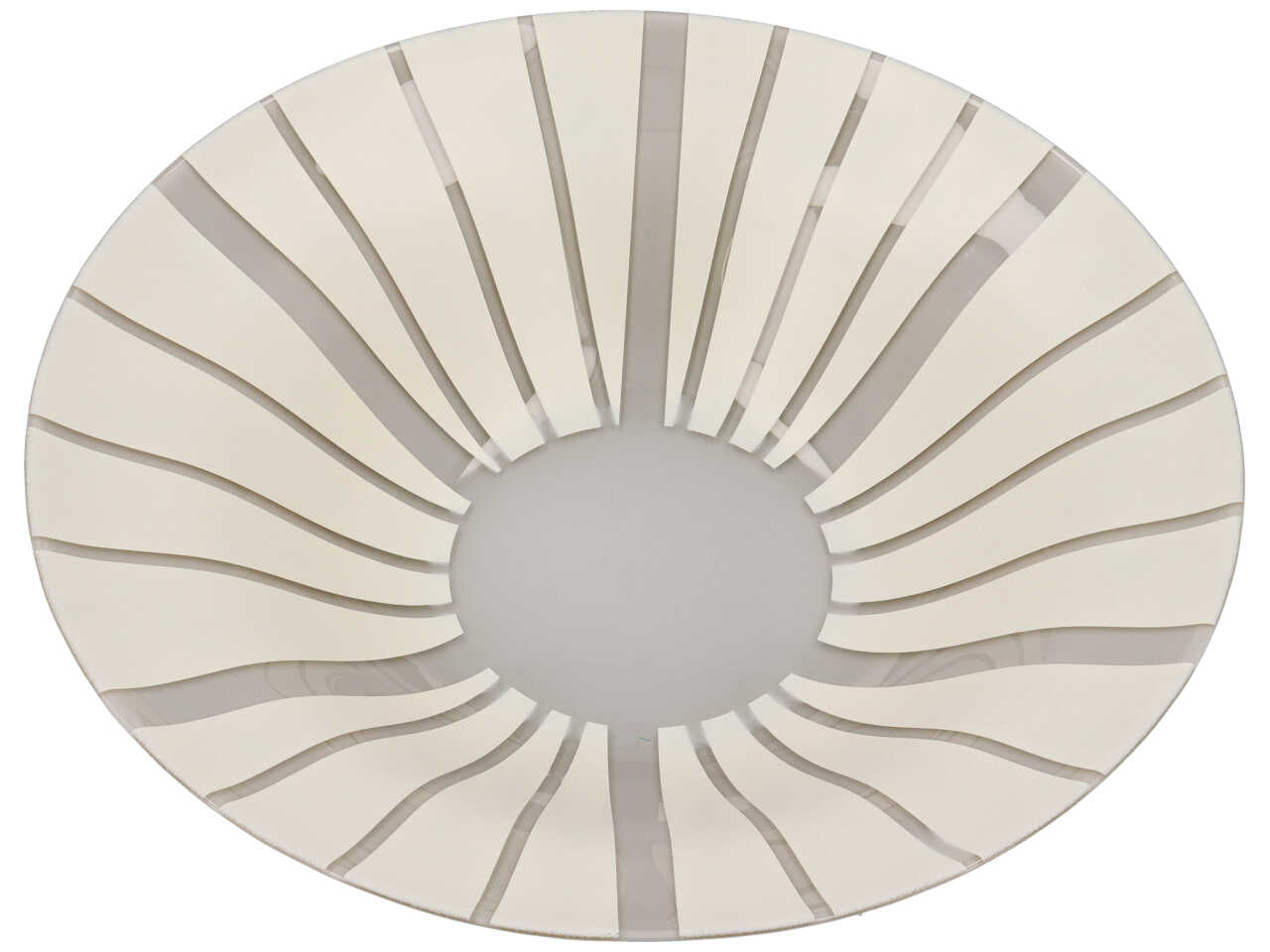 Centrotavola moderno rotondo in vetro avorio e grigio, Plain Aomori 36cm - Franco