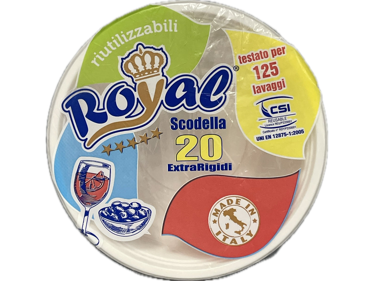 Coppette riutilizzabili plastica bianco capacità 630 ml confezione da 20 - Royal $