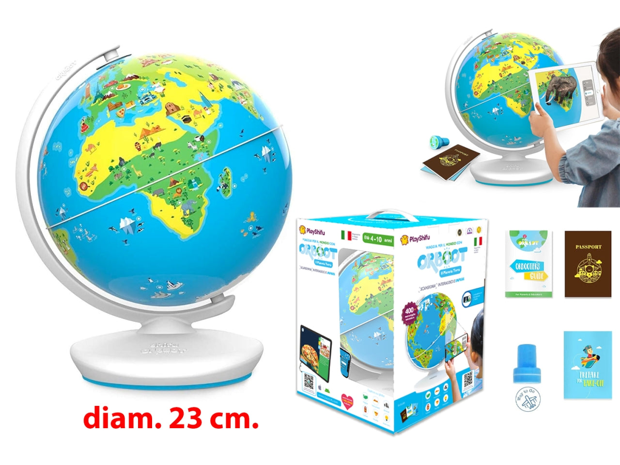 Orboot mappamondo educativo diametro 23cm