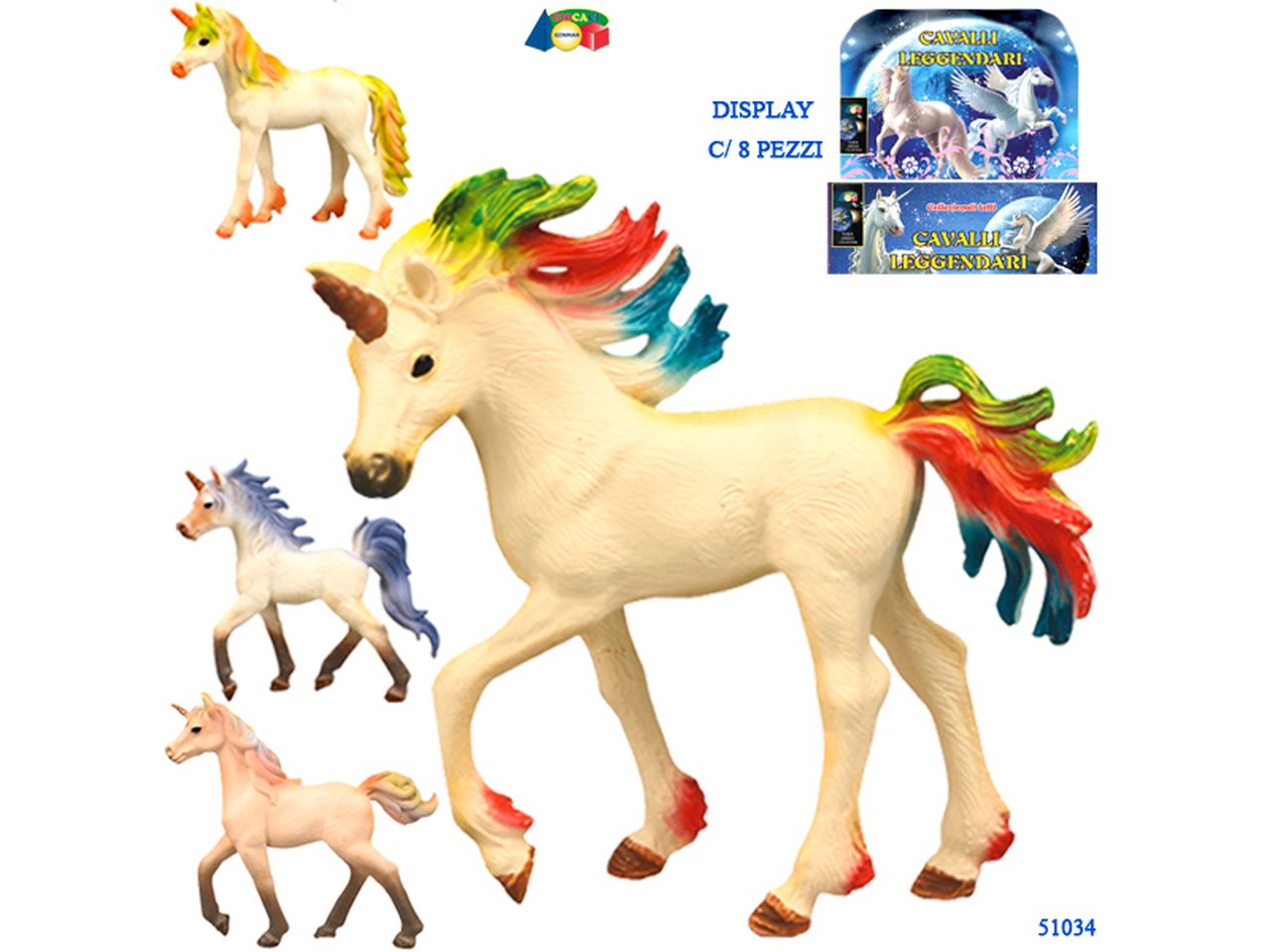 Unicorno con criniera e coda colorata modelli assortiti