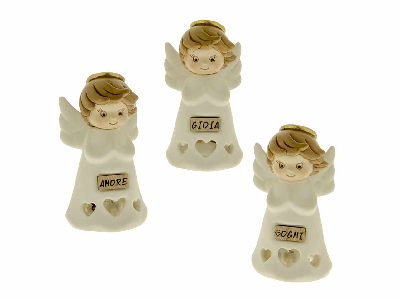 FIGURA ANGELO VIRGOLA CON LED 3 ASSORTIMENTI H11CM