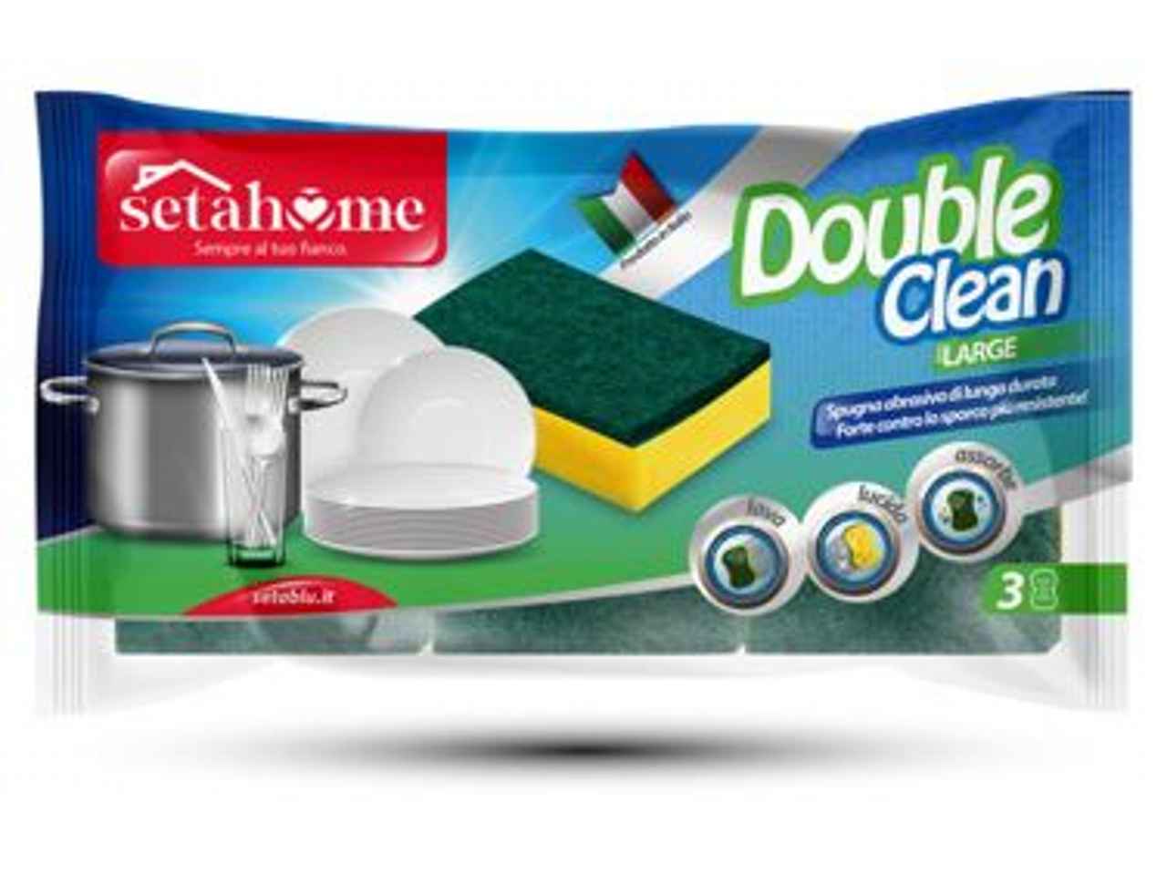 Spugna double clean 3 pezzi 8x13cm 40075