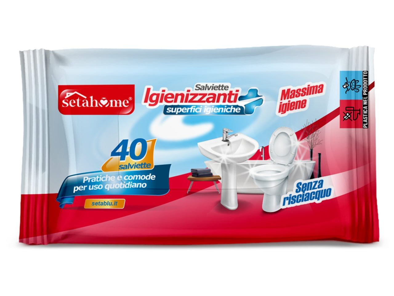 40 salviette igienizzanti superfici bagno