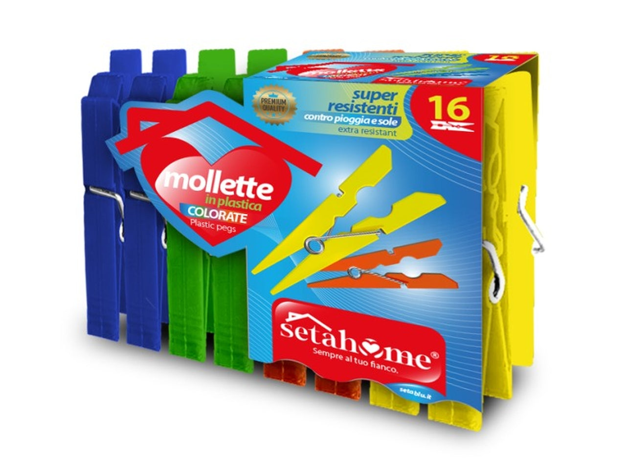 Mollette per bucato colorate confezione da 16 mollette