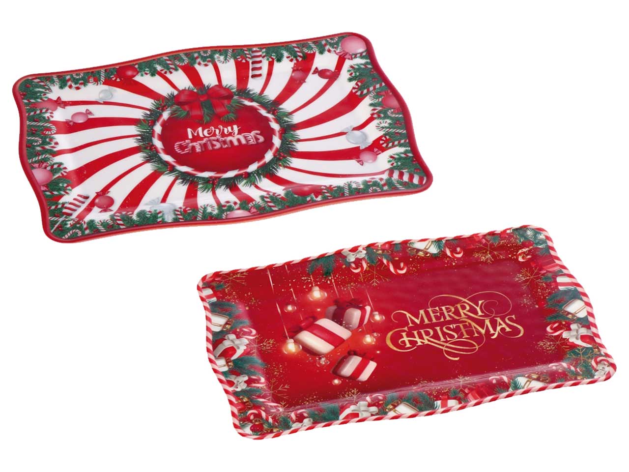 Vassoio rettangolare natalizio misura 36x23xh2cm- disponibile in due fantasie