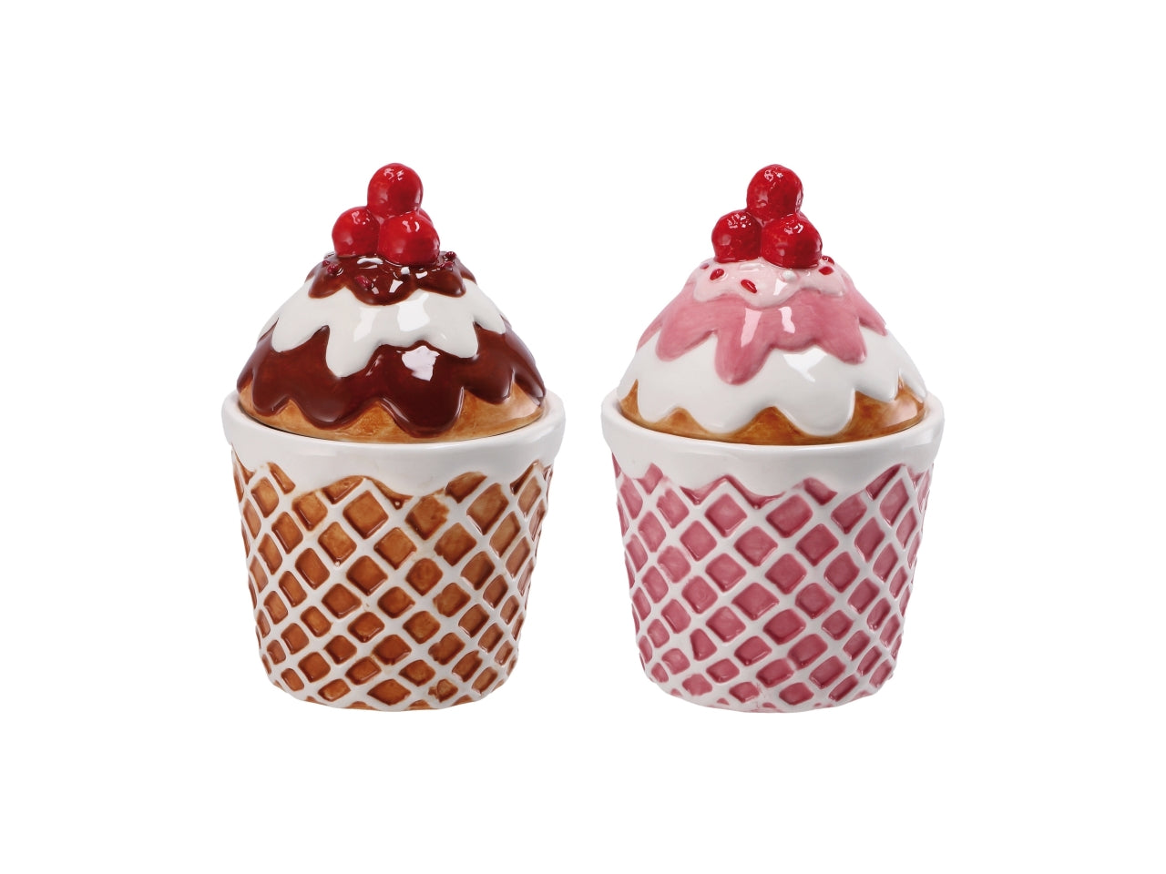 Scatola natalizia in ceramica a forma di cupcake  d.11xh16cm - disponibile in due colori