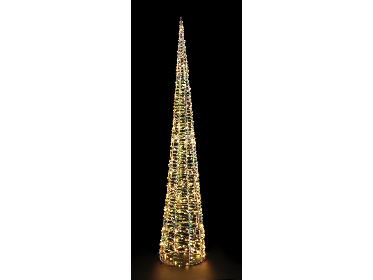 Albero di natale stilizzato 1800 led luce bianco caldo in plastica olografica con filo trasparente 35x210 cm - AD Trend