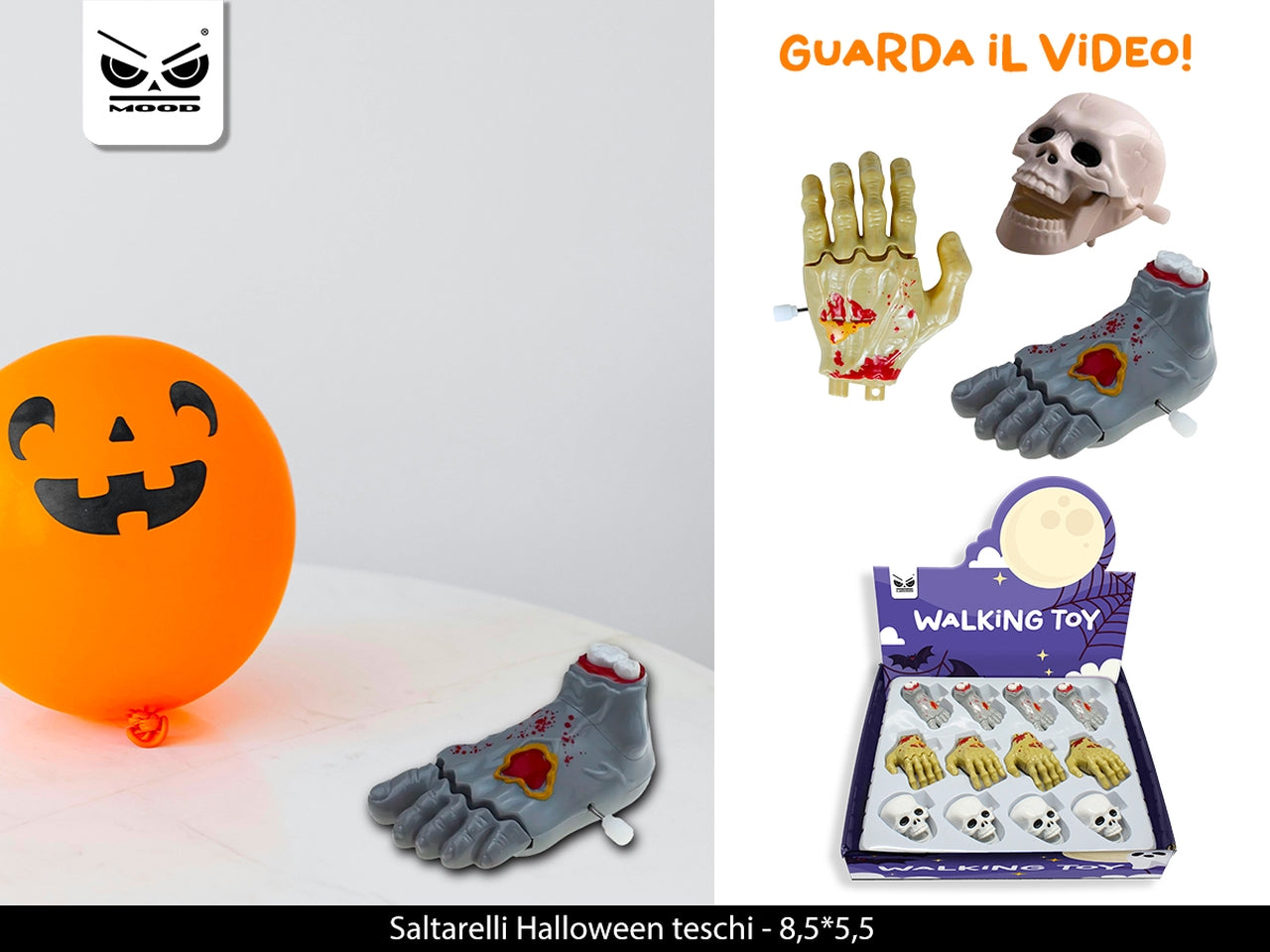 Saltarelli halloween teschi 8,5x5,5cm con retrocarica