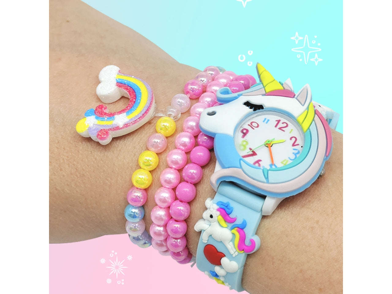 Orologio da polso con 3 braccialetti unicorno