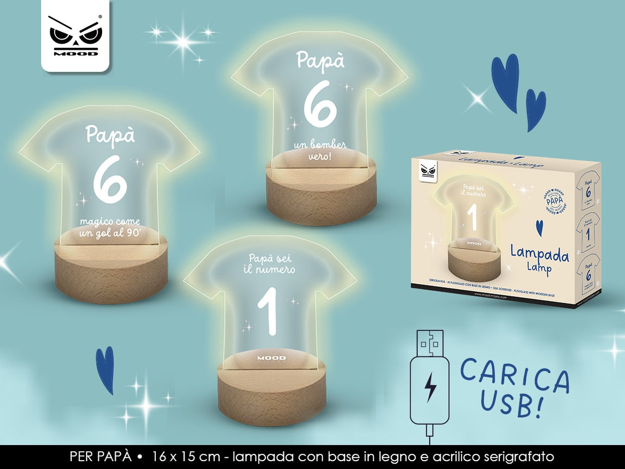 Lampada plexy cuore papa'