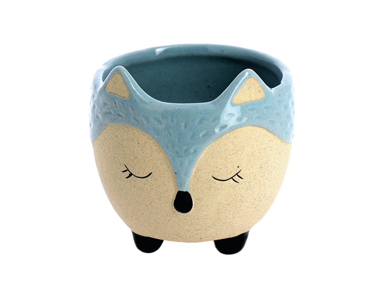 Vasetto volpe cielo portapianta in ceramica misura 7x6cm