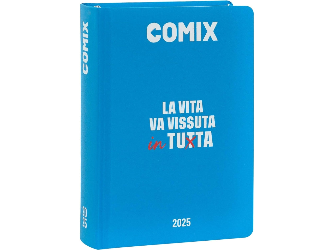Diario agenda Comix standard 16 mesi con copertina rigida azzurra, anno 2024/25, 13x17,3 cm