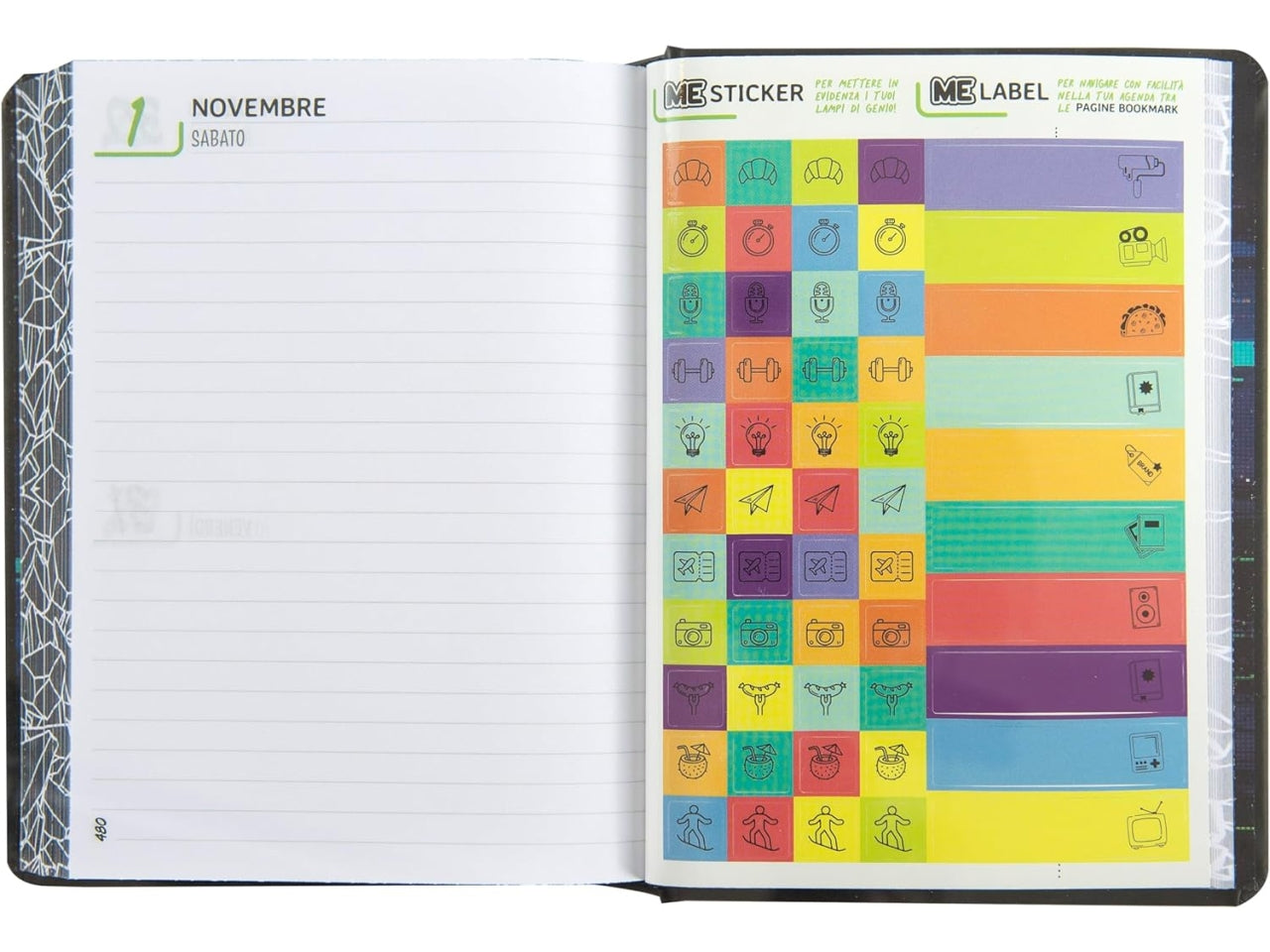 Diario agenda Me Hashtag classic nero medium, 16 mesi 2024/25, 12x16,5 cm - Franco Panini