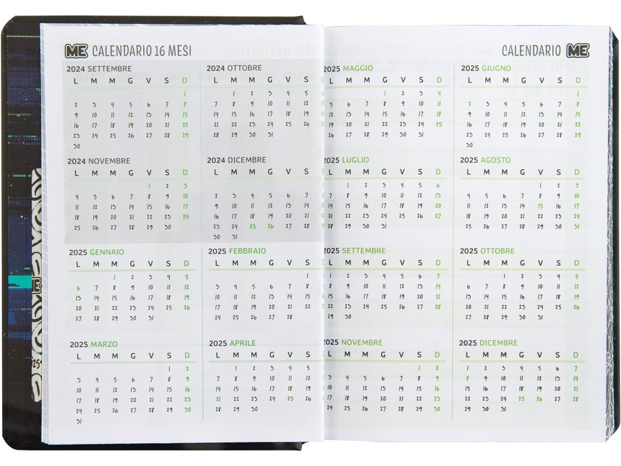 Diario agenda Me Hashtag classic nero medium, 16 mesi 2024/25, 12x16,5 cm - Franco Panini