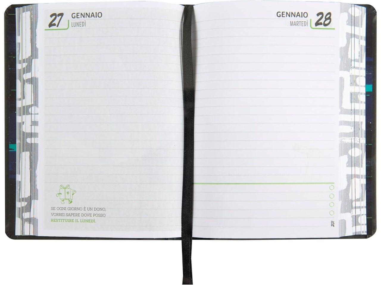 Diario agenda Me Uguale classic nero medium, 16 mesi 2024/25, 12x16,5 cm - Franco Panini