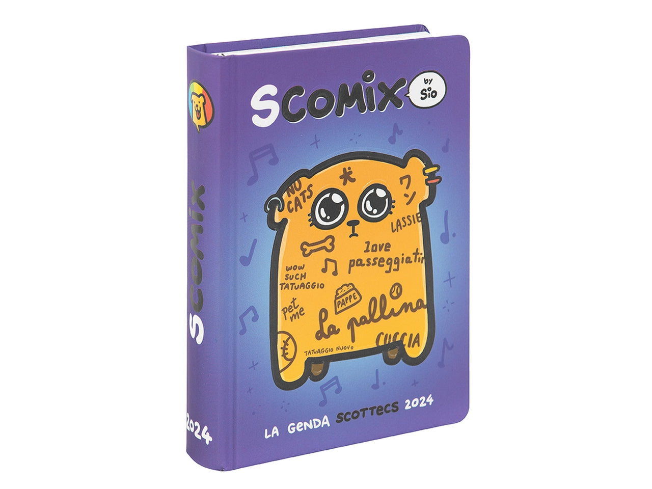 Diaro scuola Scomix by Sio animali, medium 16 mesi con copertina rigida, anno 2024/25, 12x16 cm