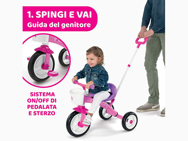 Chicco Triciclo Bambini U-GO 2in1 Triciclo con Maniglione e Cestello