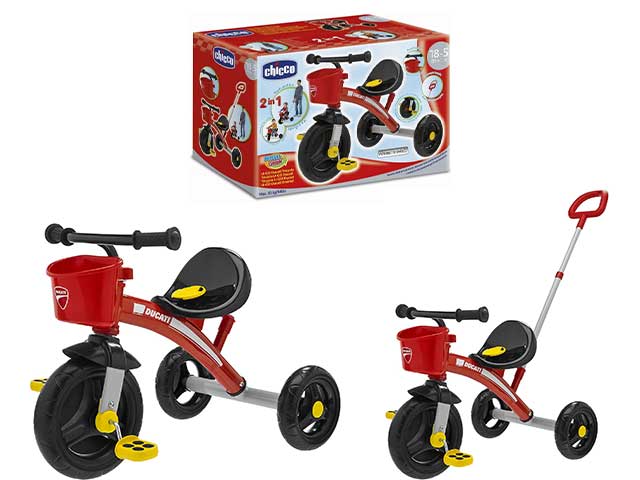 Chicco Triciclo Bambini U-GO Ducati Triciclo con Manico Telescopico