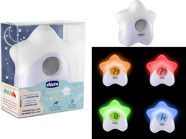 Chicco Luce Termometro Stella Bianco  Luce Notturna e Termometro per Neonati
