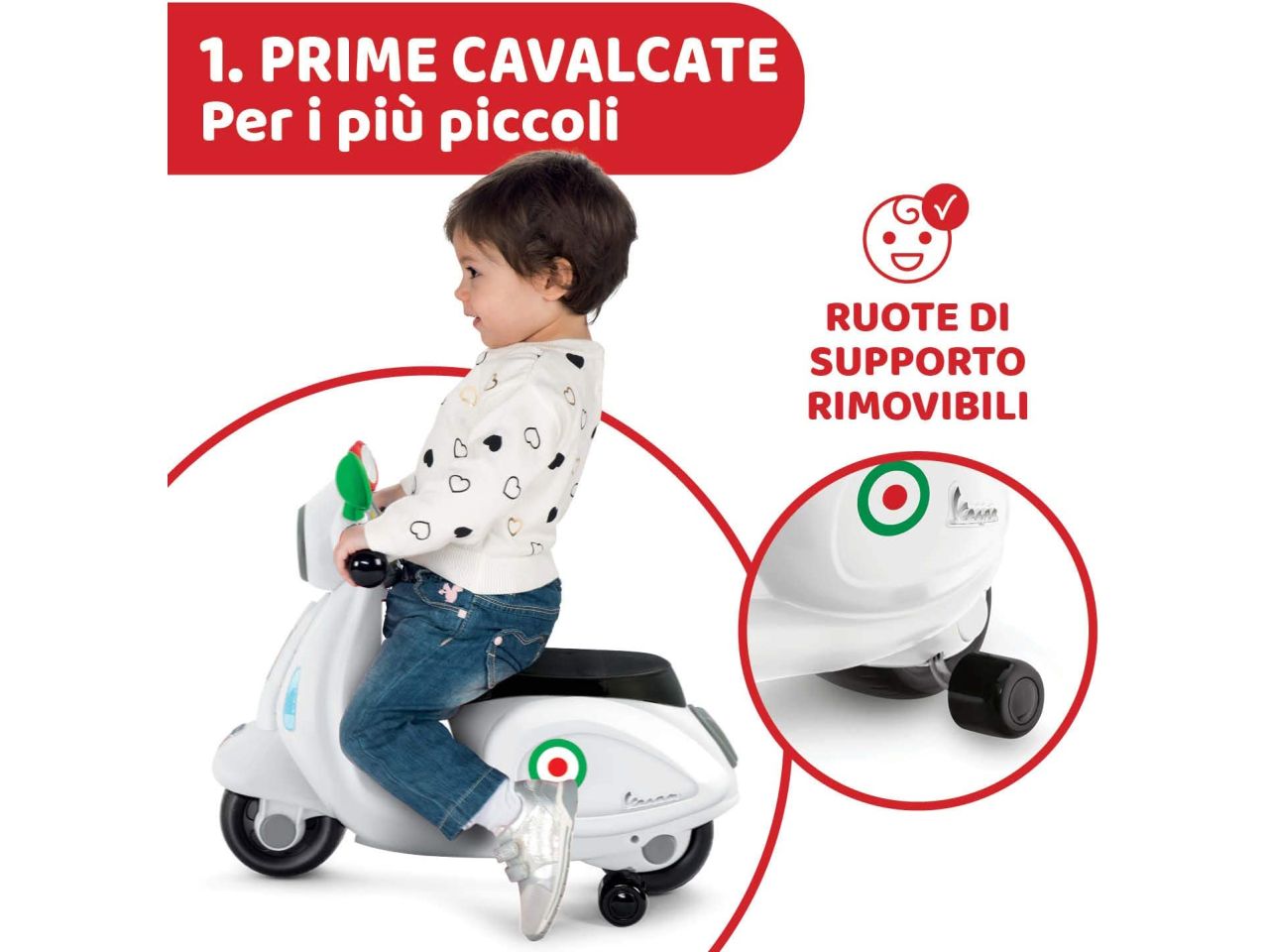 Chicco Vespa per Bambini Primavera Bianca Moto Cavalcabile con Luci e Suoni $