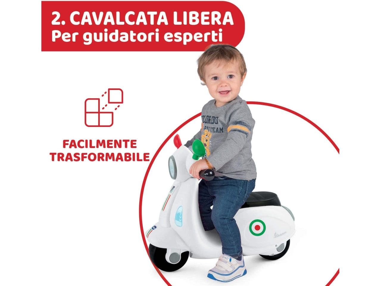 Chicco Vespa per Bambini Primavera Bianca Moto Cavalcabile con Luci e Suoni $