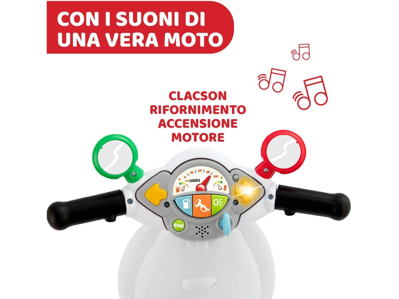 Chicco Vespa per Bambini Primavera Bianca Moto Cavalcabile con Luci e Suoni $