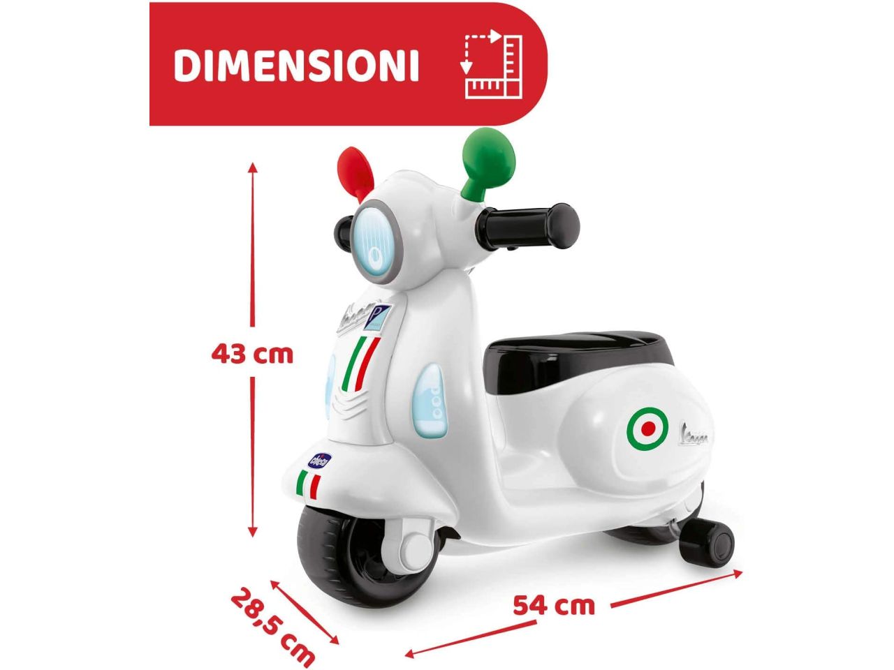 Chicco Vespa per Bambini Primavera Bianca Moto Cavalcabile con Luci e Suoni $